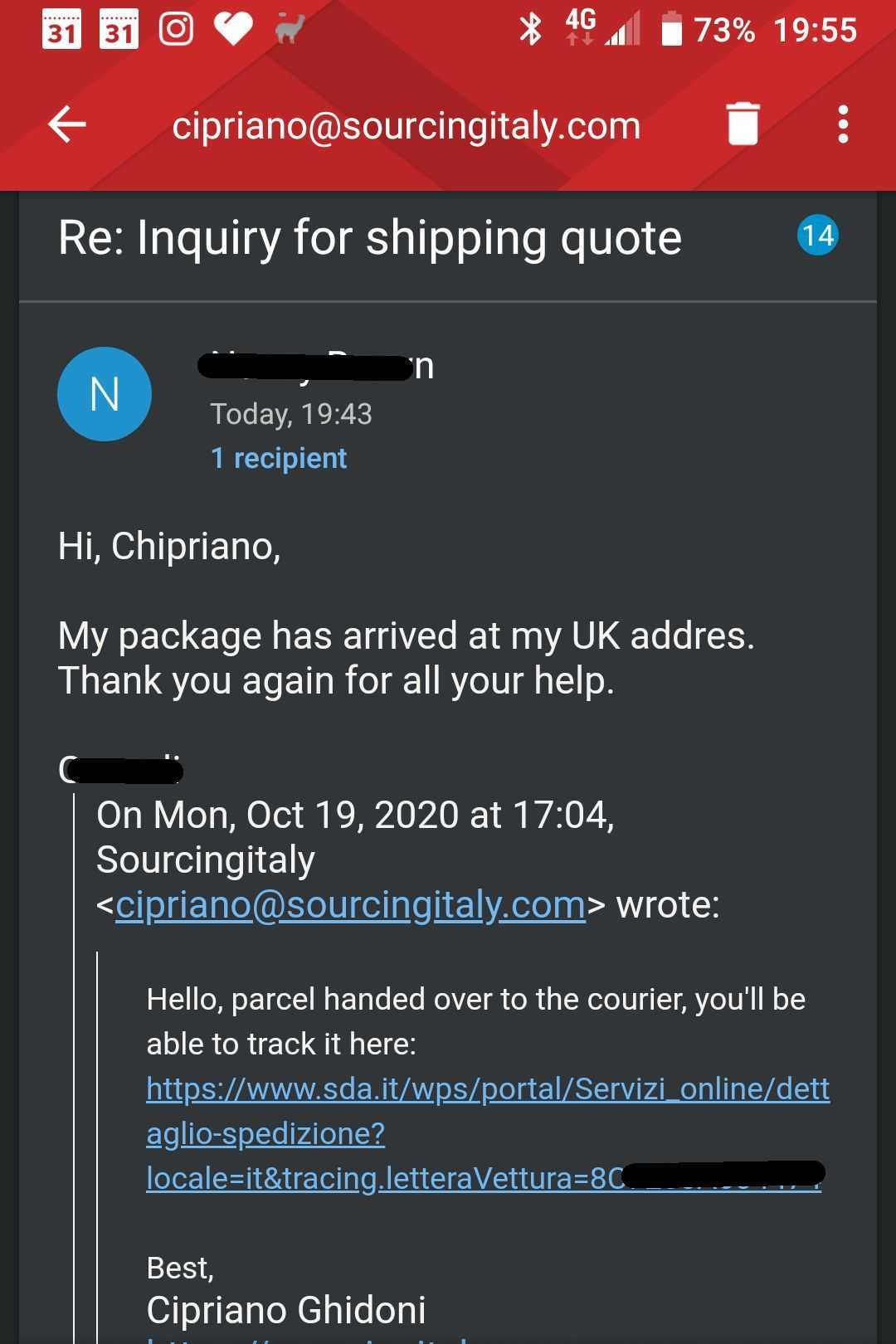 Redirect Mailing Address Italy 267 Redirect Mailing Address Italy 267